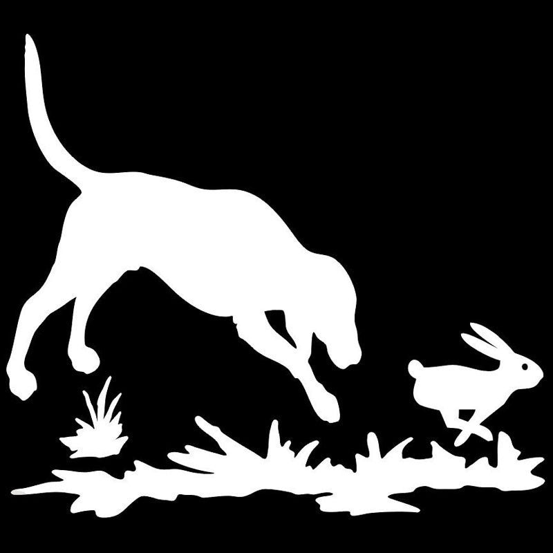 High-quality Rabbit And Dog Decal Hunting Window Vinyl Stickers Funny Cartoon Car Decals
