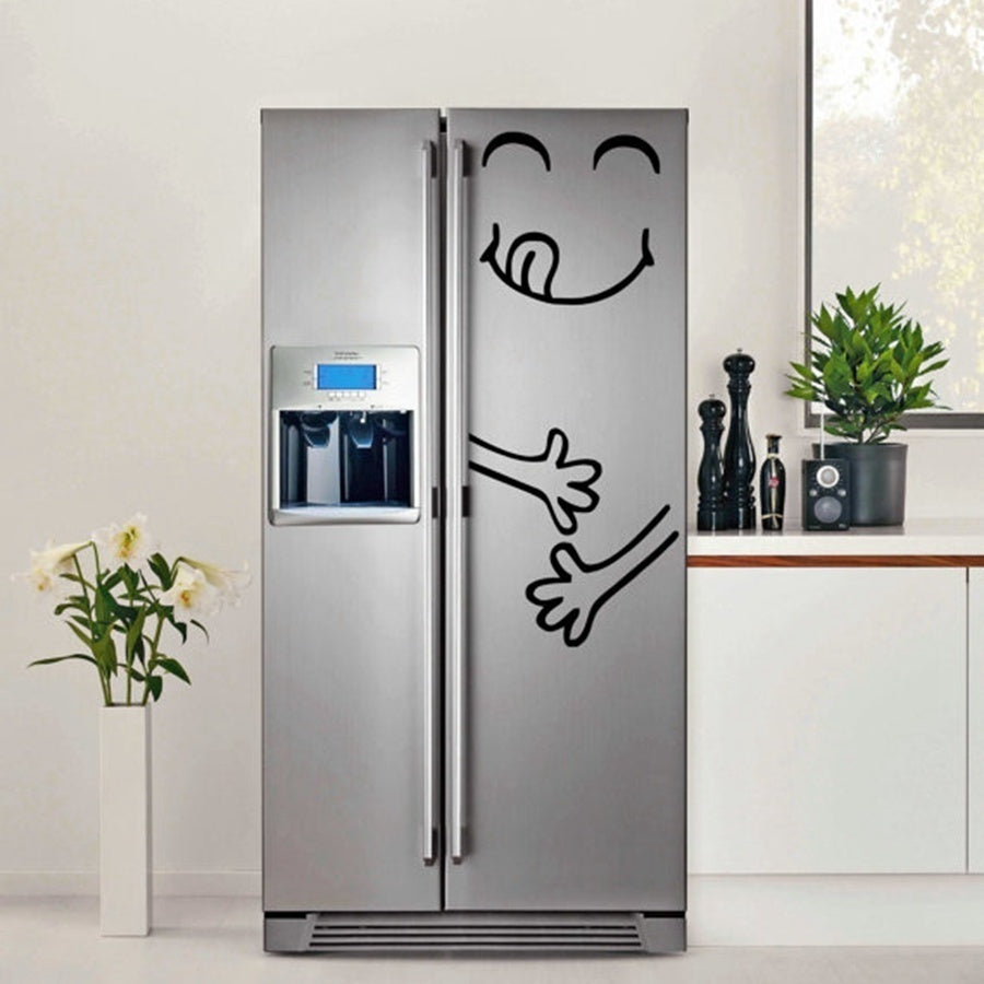 High-quality Cute Fridge sticker Happy Yummy Face Kitchen Fridge Vinyl Wall Sticker Art Refrigerator Wall Decals Home Decor