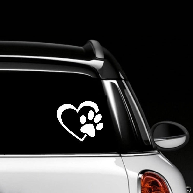 New Hot 3PCs Cute Paw Print With Heart Dog Cat Vinyl Decal Car Window Car Stying Sticker