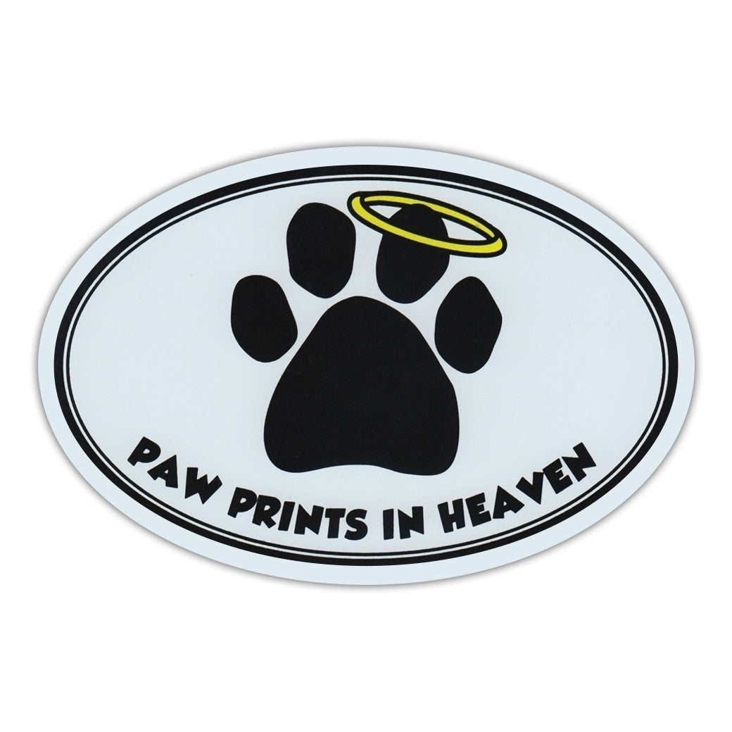 New Hot Oval Car Sticker - Paw Prints In Heaven - Dog/Pet Memorial - Bumper Sticker Decal - 6" x 4"