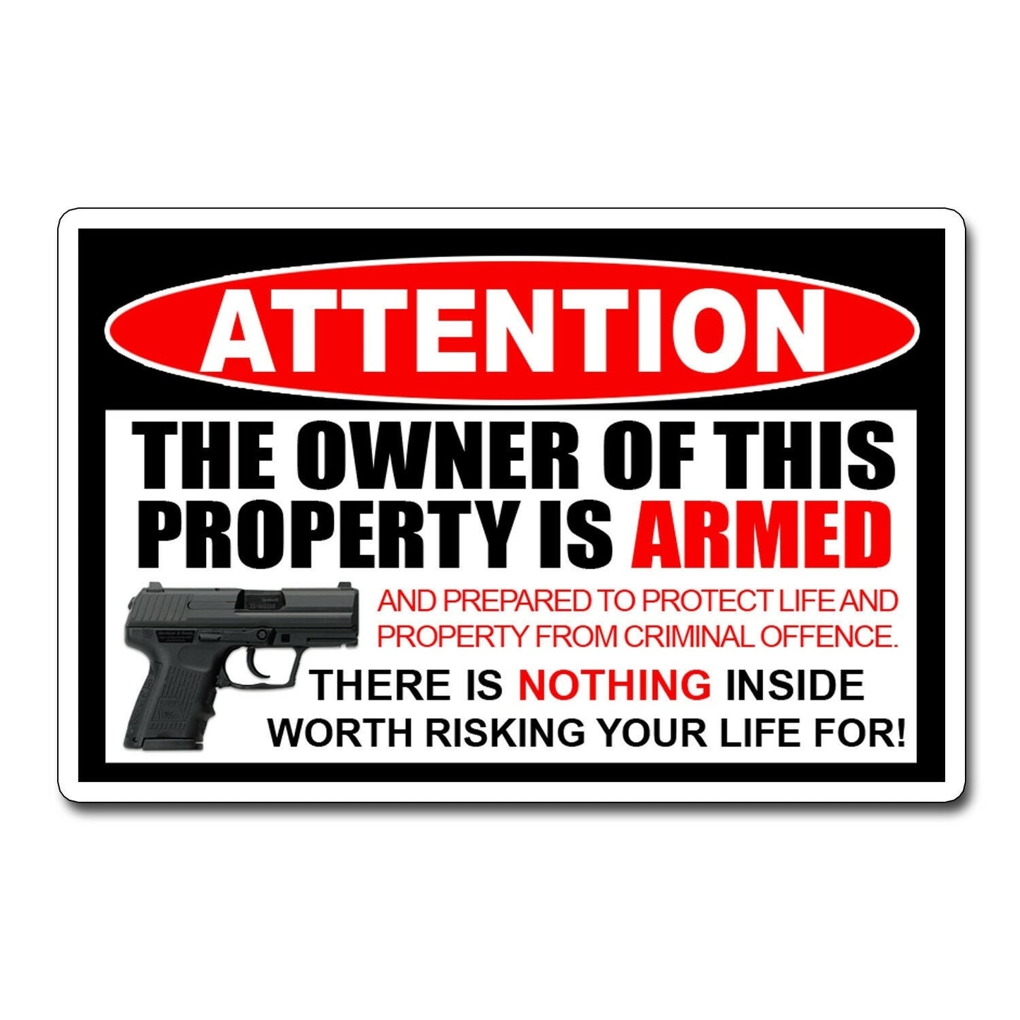 High-quality Owner Armed Warning Vinyl Decal Sticker 2nd Amendment Gun Window Door Car Truck