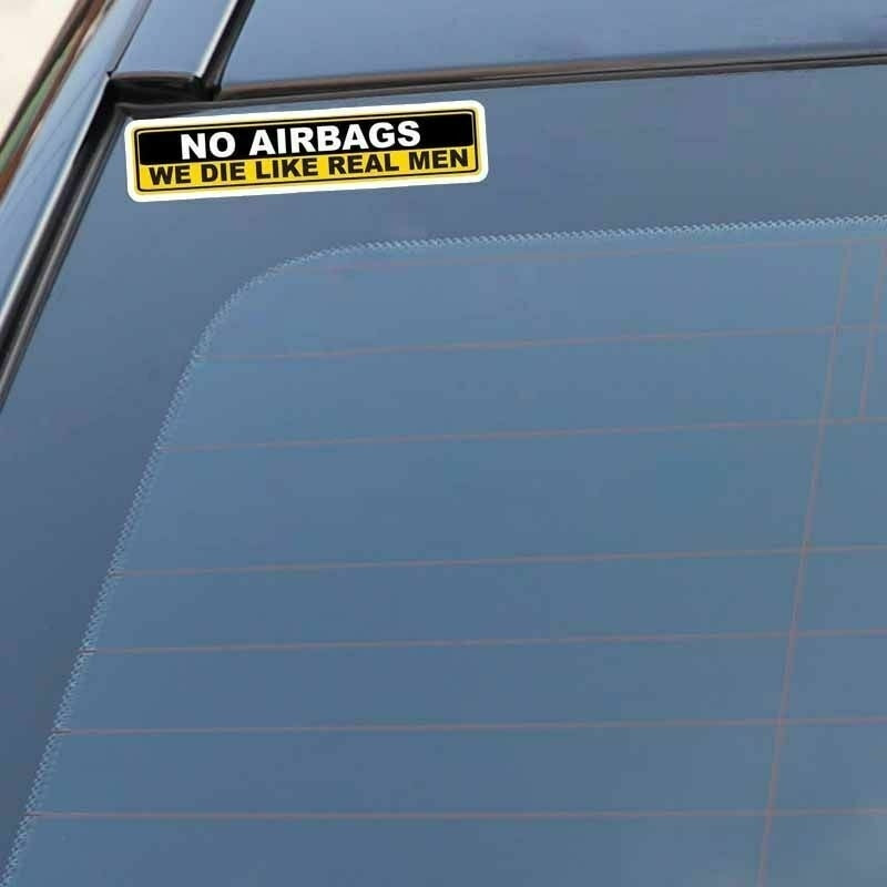 High-quality 2PCs Car Sticker Funny Badge Emblem Decal No Airbags Die Like Real Men Sign