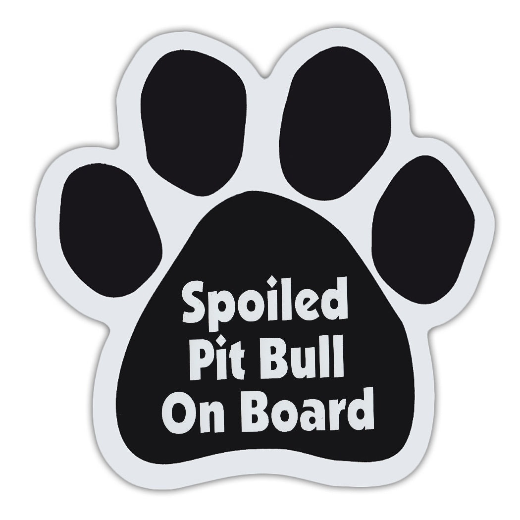 New Fashion Dog Paw Shaped Stickers - Spoiled Pit Bull On Board (Pitbull) - Dogs, Gifts, Bumper Stickers- 5.5" x 5.5"
