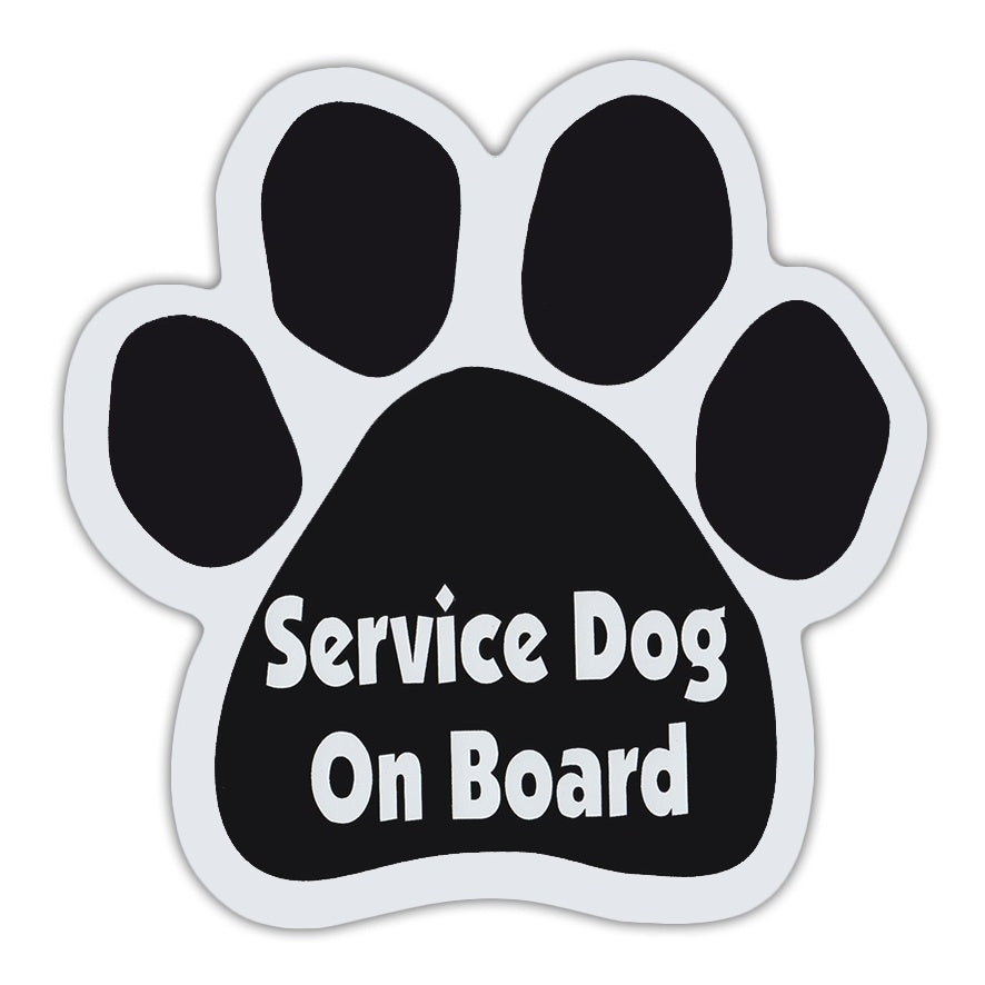 High-quality Dog Paw Shaped Stickers - Service Dog On Board - Dogs, Gifts, Cars, Trucks Bumper Sticker Decal - 5.5" x 5.5"