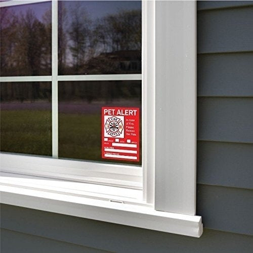 Pet Alert Safety Fire Rescue Sticker - 5"x 4" (6 Pack) - Save Our Pets Emergency Pet Inside Decal - In Case of Emergency Danger Pet In House Home Window Door Sign - Protect Beloved Dogs Cats Birds