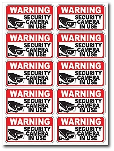 High-quality 12Pk Security CAM in USE Surveillance Burglar Alarm Decal Warning Vinyl Stickers