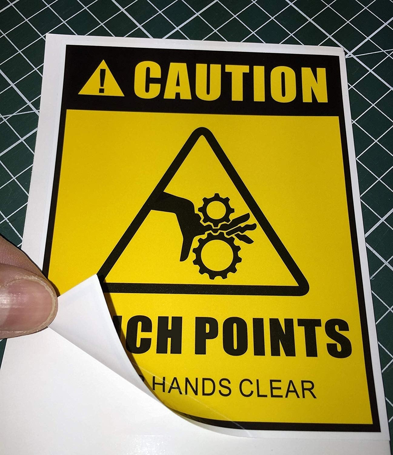 High-quality Outdoor/Indoor (4 Pack) 5" X 4" - Caution Pinch Points Keep Hands Clear - Danger Safety Warning Sign Vinyl Label Sticker Decal - Back Self Adhesive Vinyl
