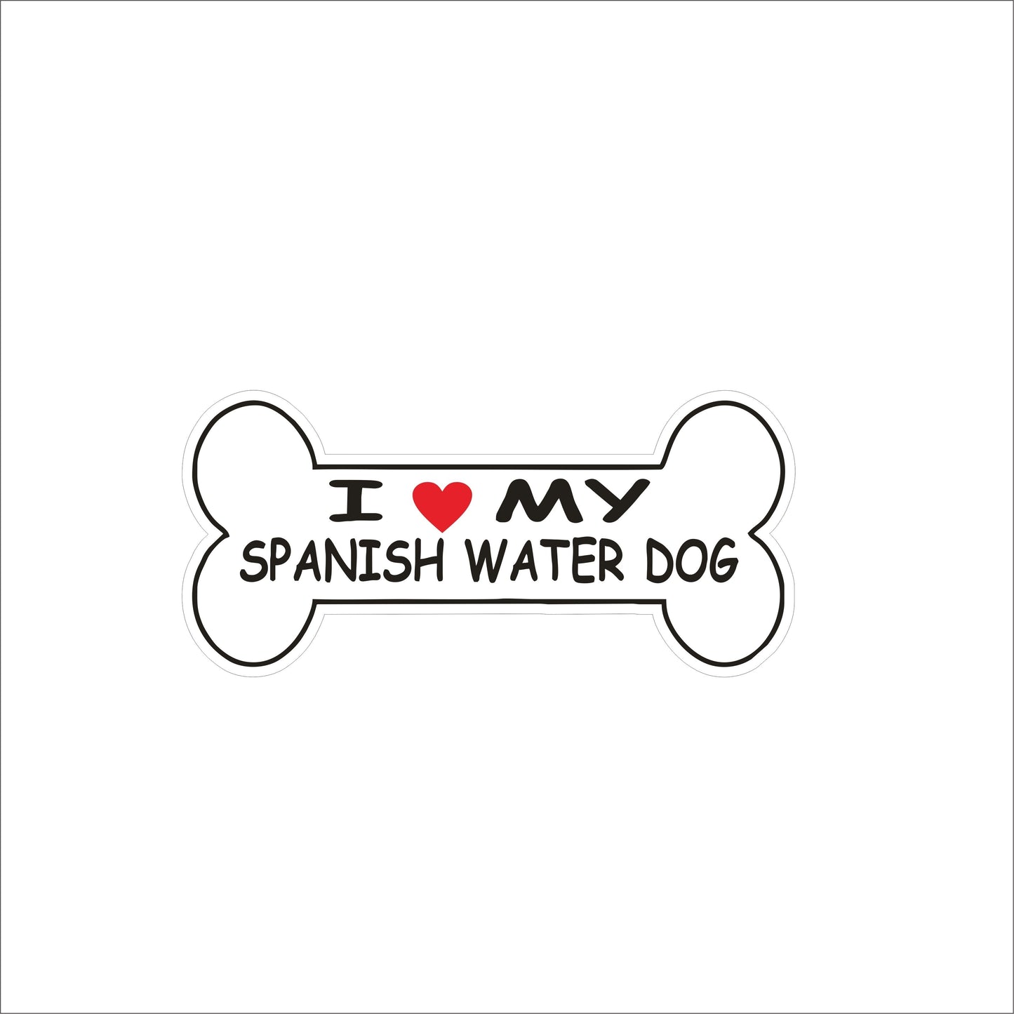 Hot Graphics I Love My Spanish Water Dog Vinyl Helmet Car Window Sticker Decal