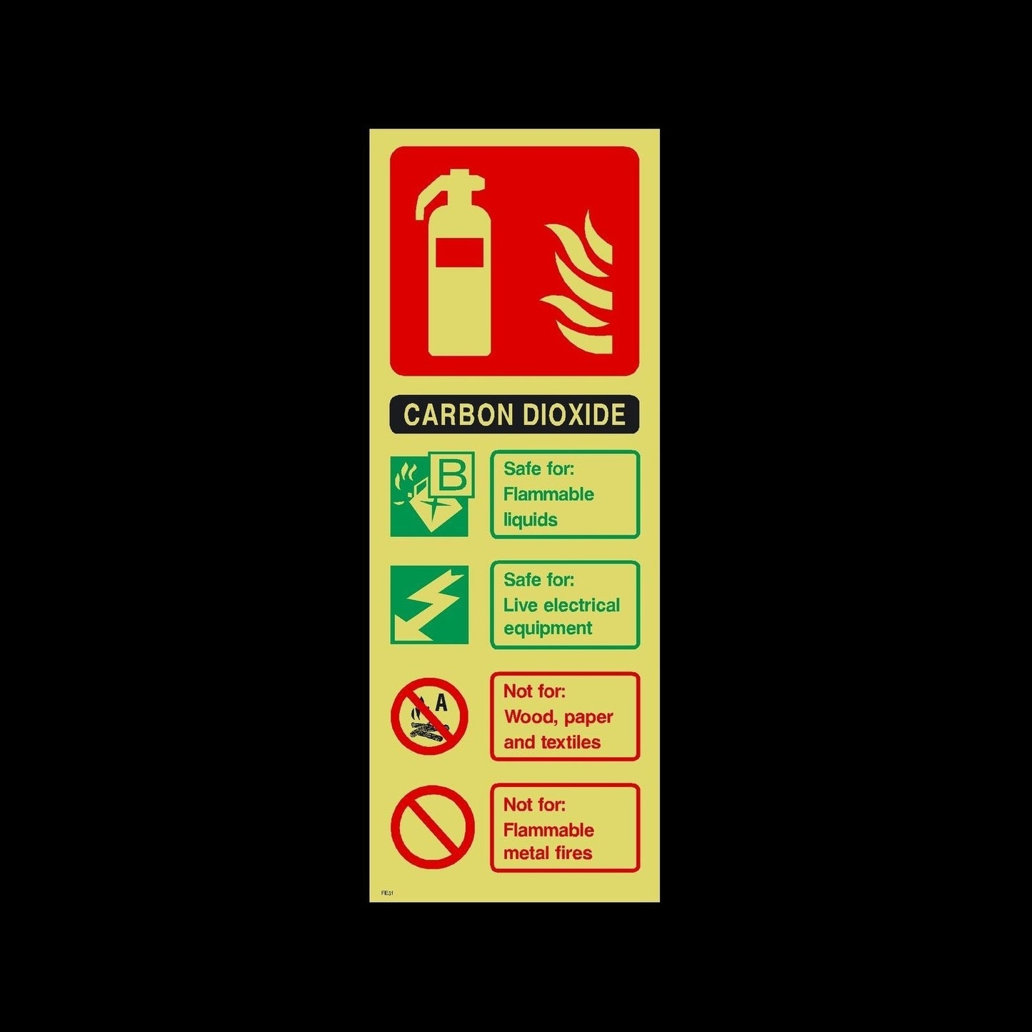 Fire Extinguisher ID Photoluminescent Sign, Sticker