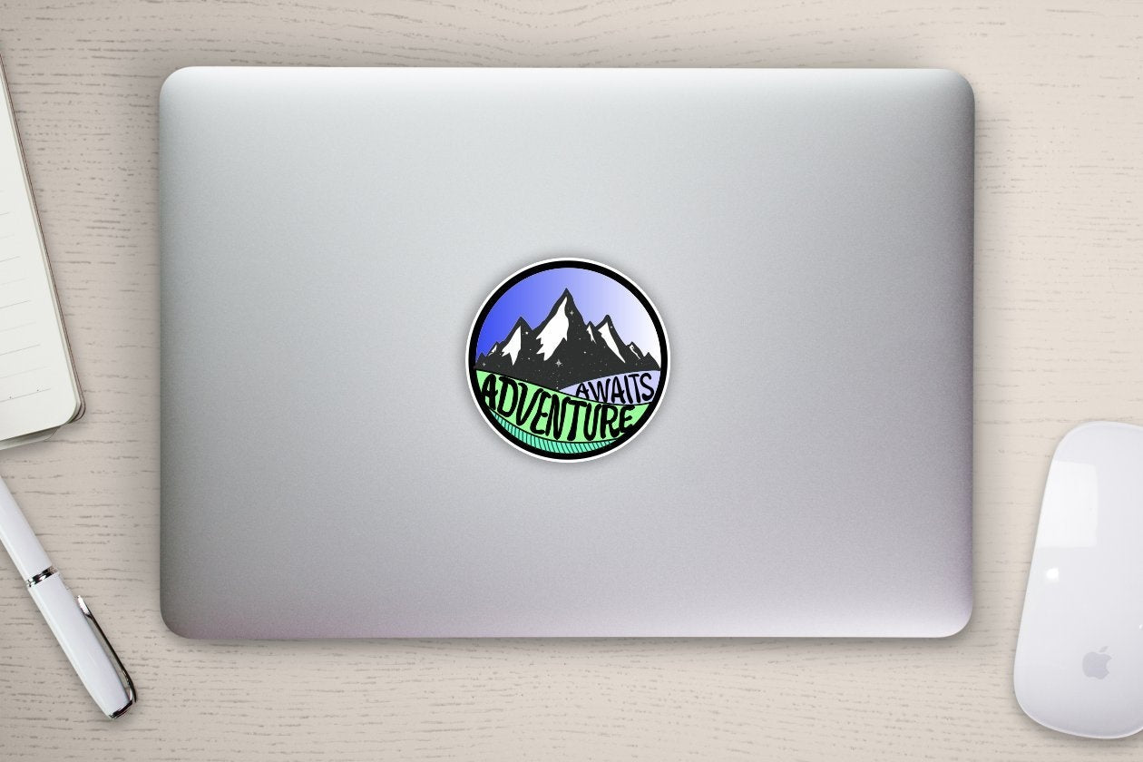 Adventure Awaits Sticker Vinyl Decal for Auto Cars Trucks Windshield Laptop RV Camper 4"