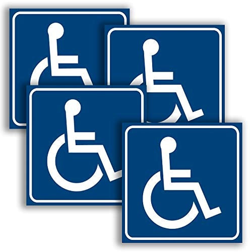 Handicap Signs Stickers Decal Symbol - 4 Pack, 6x6 inch - ADA Compliant - Disable Wheelchair Sign, Disability Sticker, Premium Self-Adhesive Vinyl, Laminated, Indoor & Outdoor