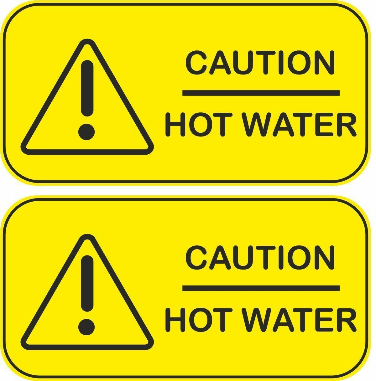 Set of 2 X Sticker Caution Hot Water Danger Vinyl Decal Self Adhesive