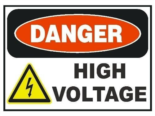 6 RV TRAILER CAMPER TRUCK DANGER HIGH VOLTAGE DECALS STICKERS