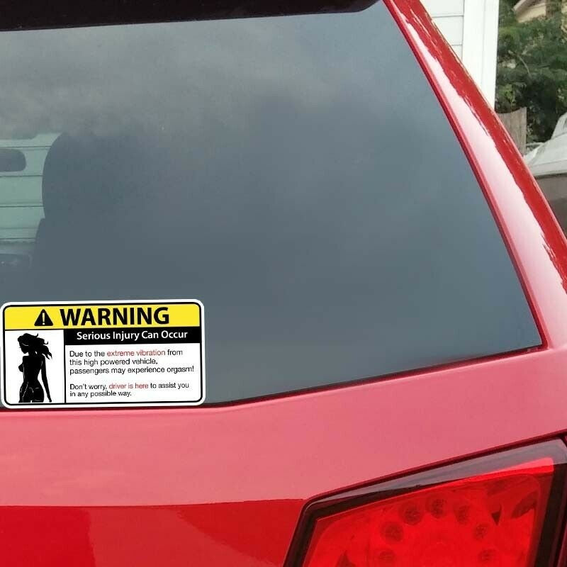 16.4cm x 8.4cm Sexy Warning Vibration High Powered Vehicle Sticker Fun Car Motorbike Sign Decal