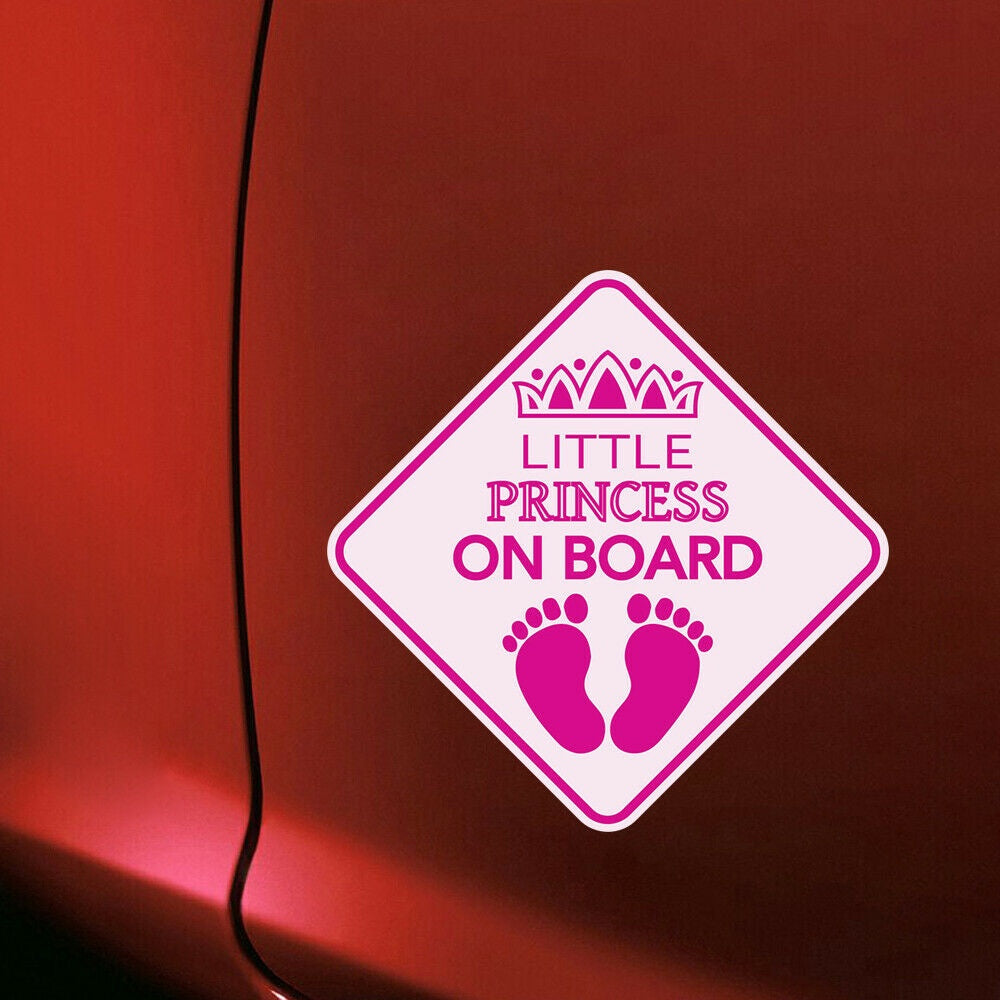 1x LITTLE PRINCESS ON BOARD Baby Footprint Car Sign Sticker