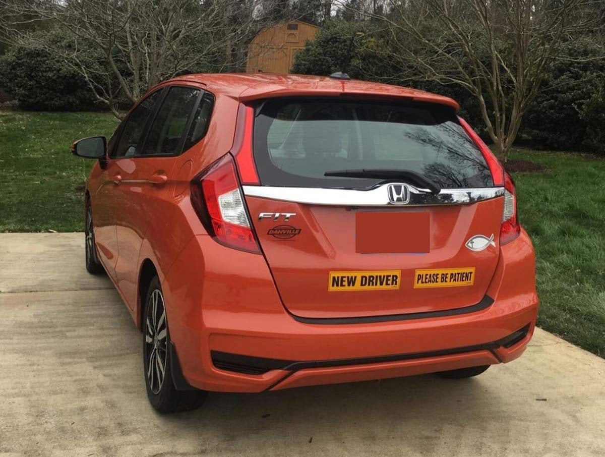 New Driver Please be Patient Car Sticker - 12"x3" Highly Premium Quality Car Safety Caution Sign for New and Student Drivers