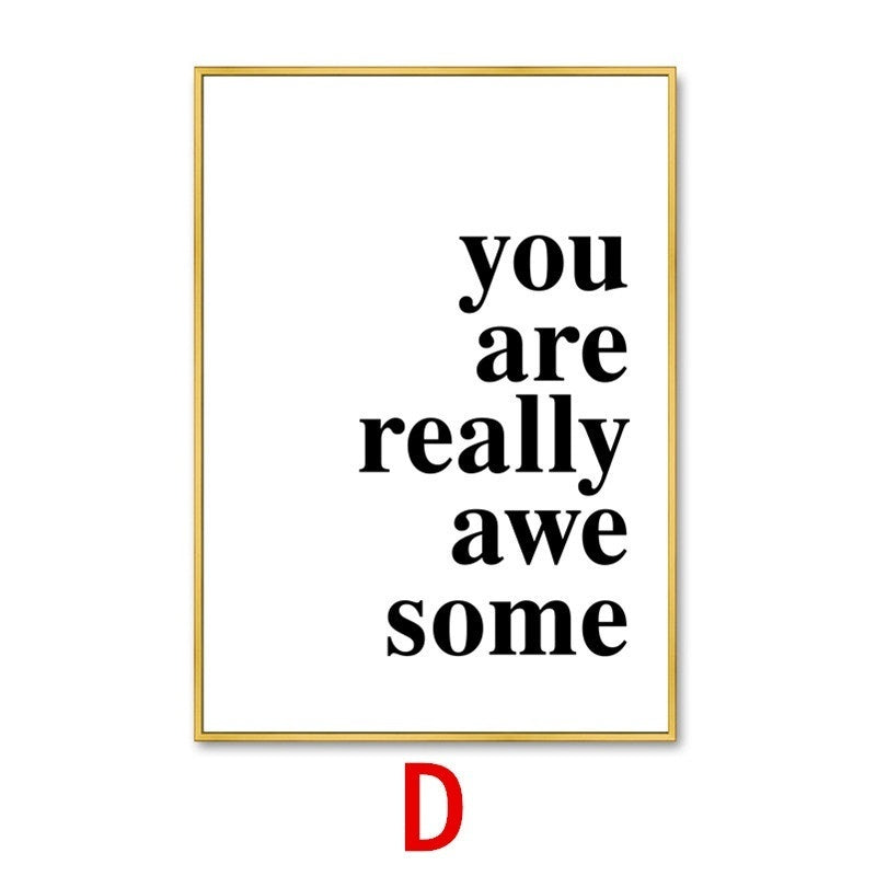 2019 NEW Nordic English alphabet Proverb Canvas Art Print Wall Painting/Poster/Pictures for Bedroom Living Room Wall Art Home Decor Frame Not Include