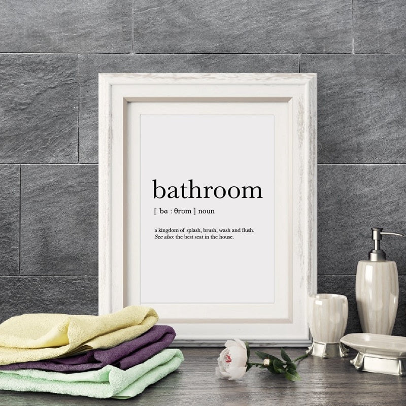 Bathroom Signs Wall Art Canvas Posters Prints Funny Bathroom Definition Quote Painting Black White Wall Picture Home Decor