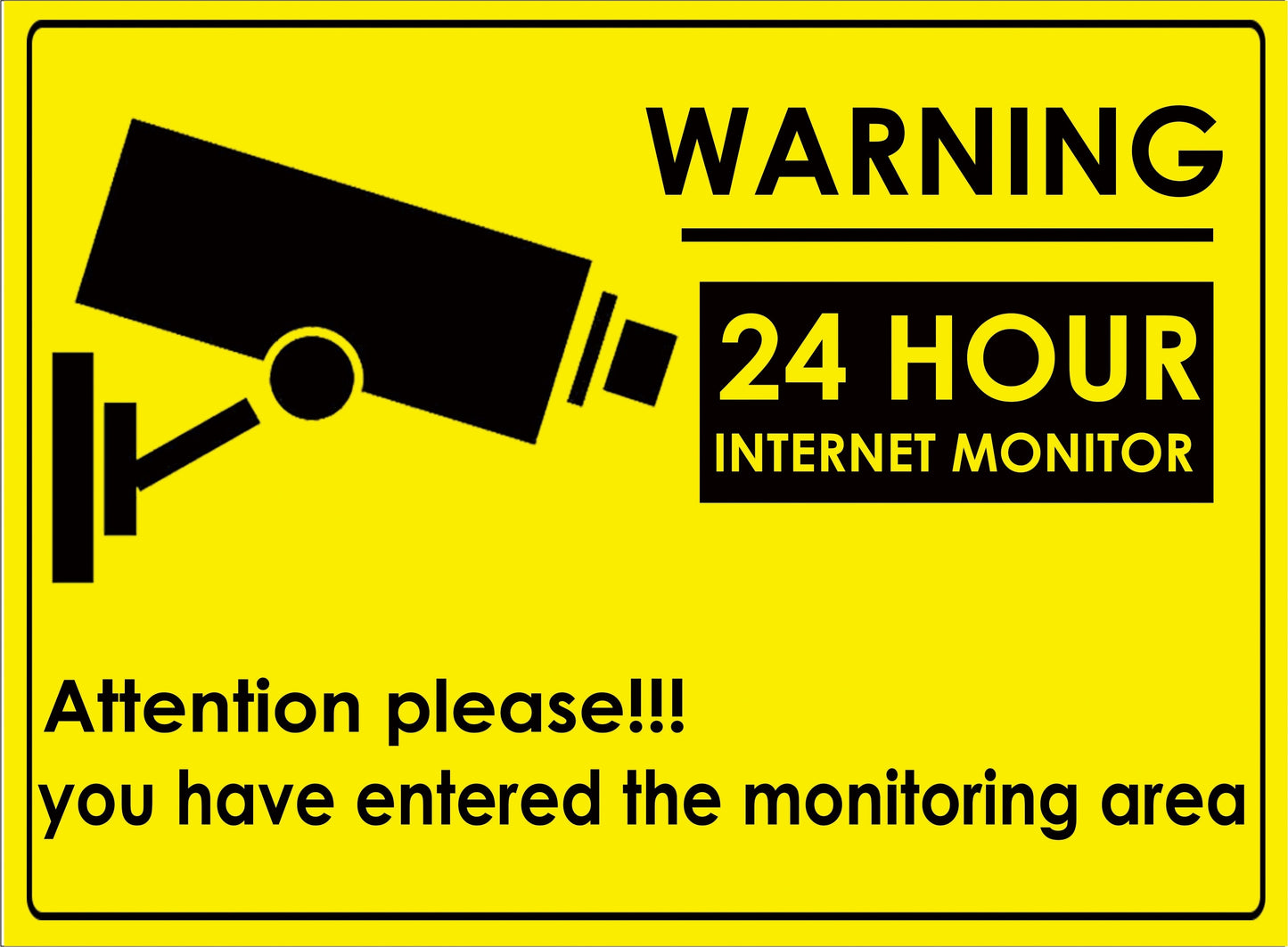 New Fashion 5pcs 24 HOUR CCTV Security Camera System Warning Sign Sticker Decal Surveillance CCTV Camera Video Warning Sticker big size 285x210mm 8.3x11.22 inch