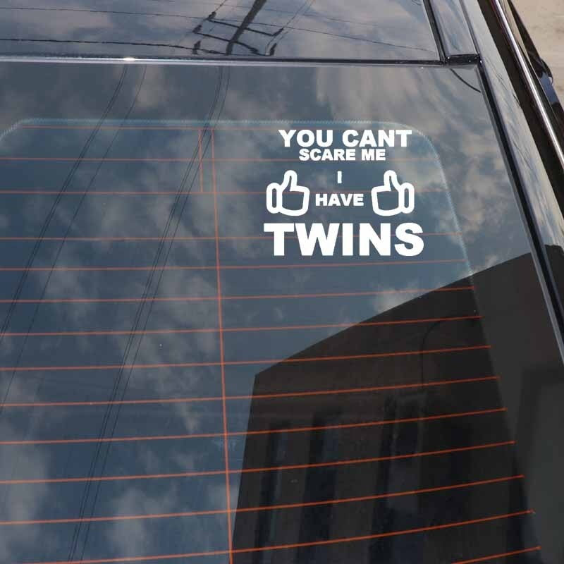 16.9CM*13.4CM Interesting You Can't Scare Me I Have Twins Car Sticker Black Silver Vinyl Decal C11-1913