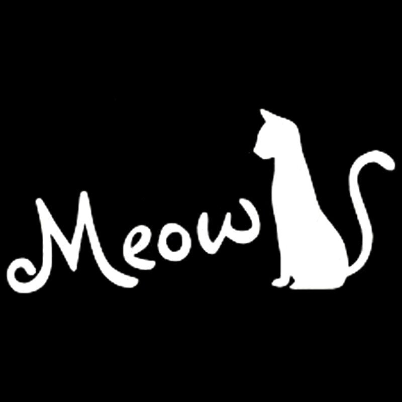 15.5CM*7.4CM Meow Cat Kitty Kitten Cute Funny Car Sticker Decal Vinyl Window Car Accessories Car Styling Black/Sliver C8-0219