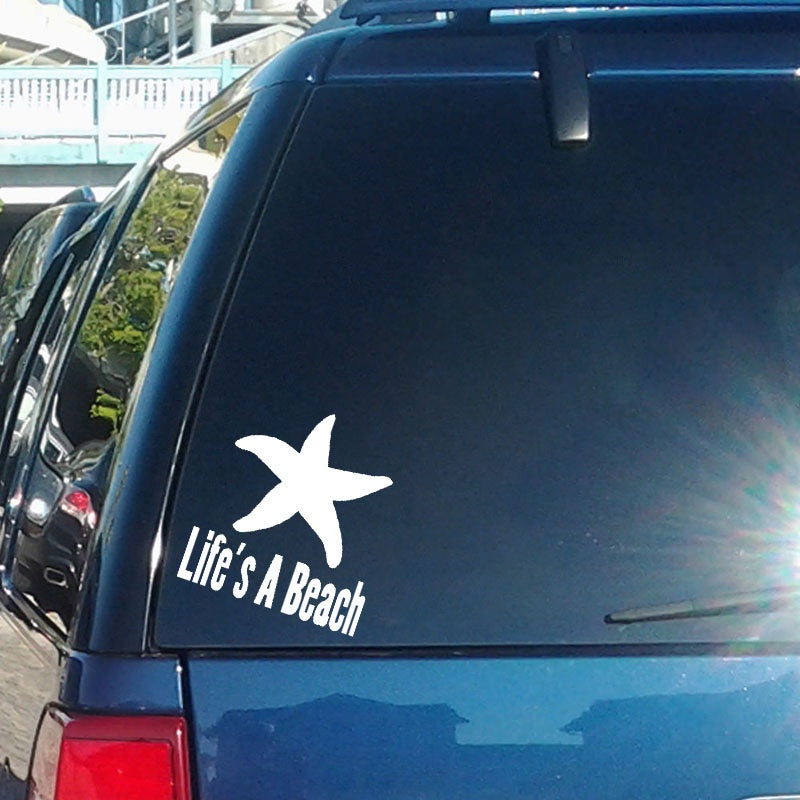 15.9cm*14.8cm Enjoy life And the beach Entertainment Is Beautiful Unmatched Vinyl Decal Black/Silver Car Sticker C18-0221