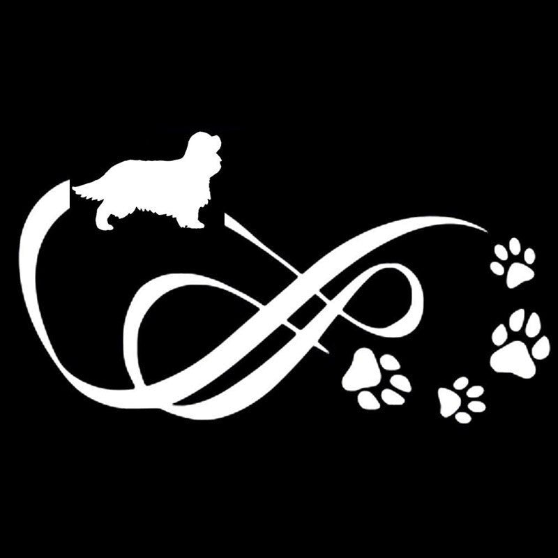 18*10CM Cavalier King Charles Spaniel Animal Paw Print Car Stickers Vinyl Decal Car Styling Decoration Black/Silver S1-0699