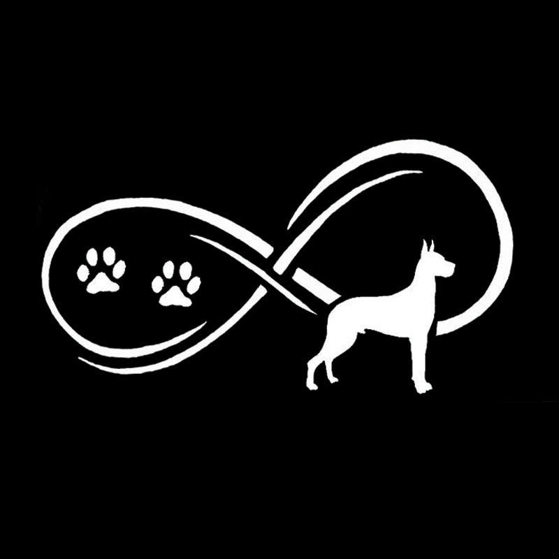 17.8*9.5CM Great Dane Dog Paw Print Vinyl Decal Waterproof Car Stickers Car Styling Bumper Decoration Black/Silver S1-1297