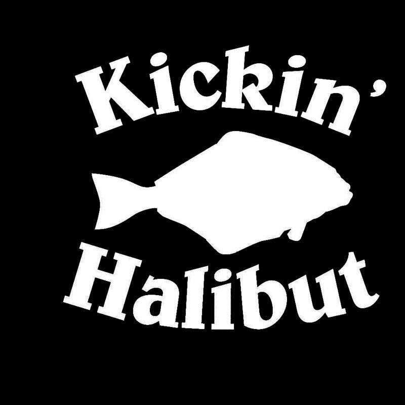 14CM*12.4CM Kickin Halibut - Fishing Car Sticker Car Stylings Auto Accessories Decoration Black Sliver C8-0770