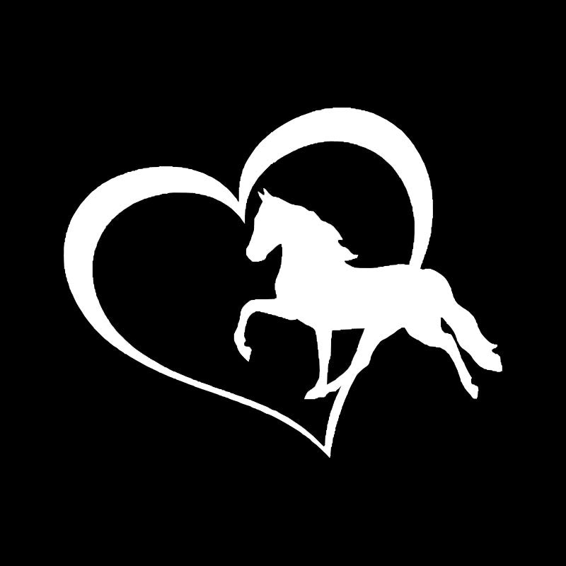 12.7*10.2CM Lovely Horse With Heart Car Sticker Creative Car Styling Bumper Decals Black/Sliver S1-2003