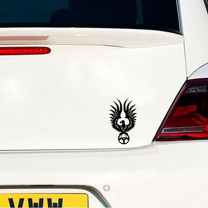 11CM*18CM Funny Phoenix Steering Wheel Decoration Car Sticker Decal Black/Silver Vinyl C15-1049