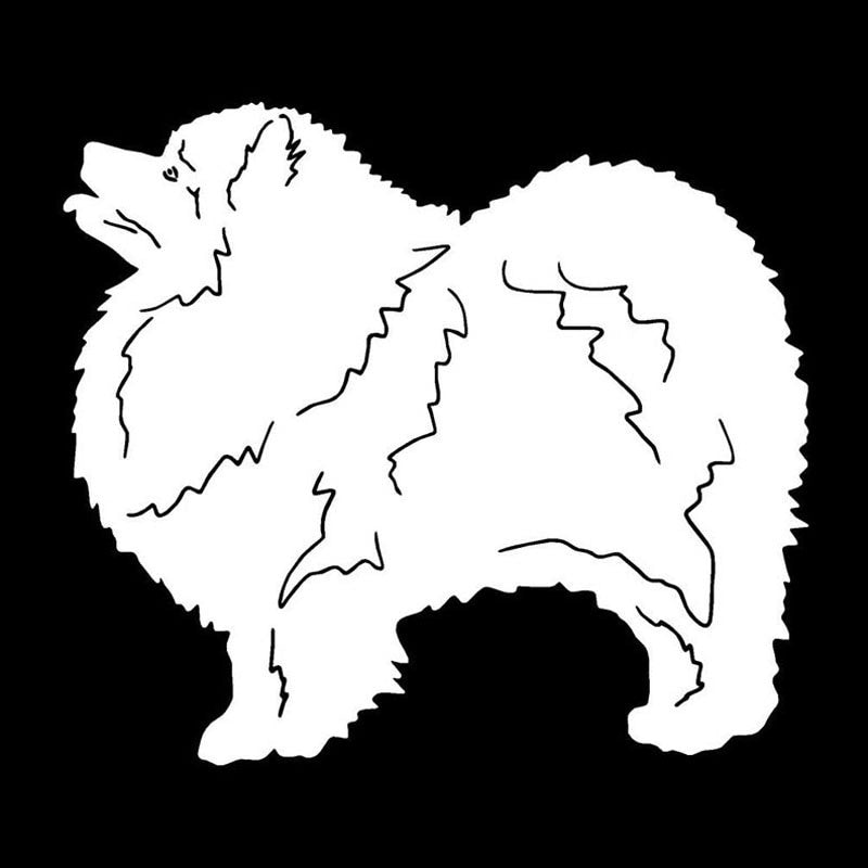 14.2*12.7CM Keeshond Dog Car Stickers Creative Vinyl Decal Car Styling Bumper Accessories Black/Silver S1-0819