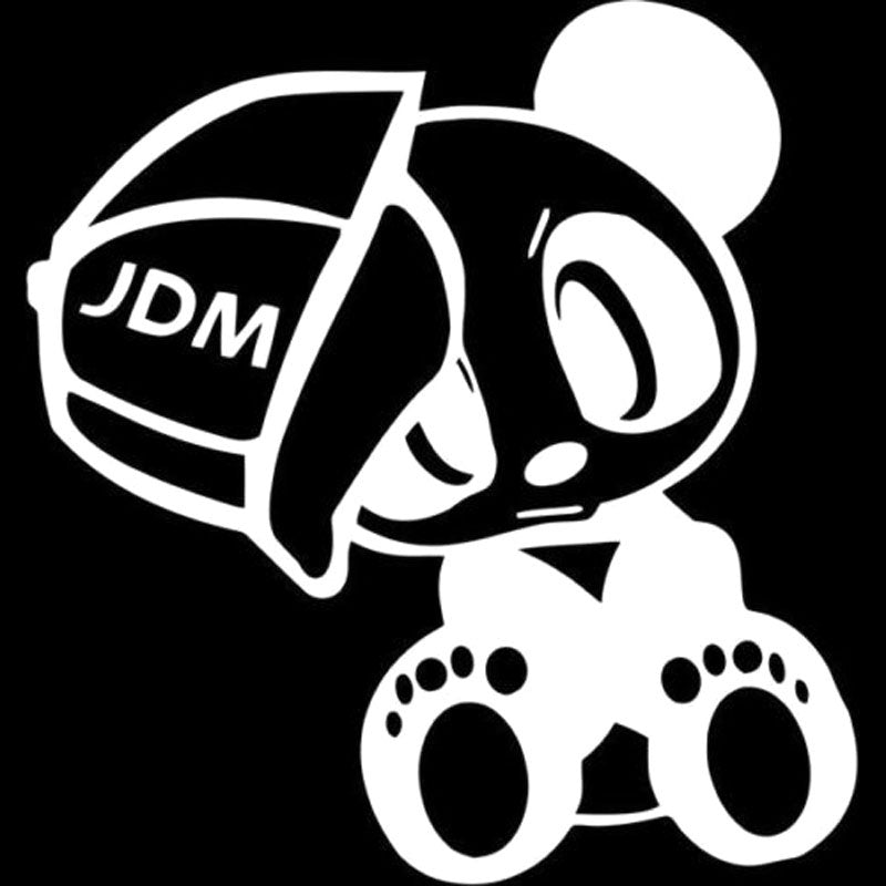 14.7CM*15.2CM Panda JDM Vinyl Cute Animals Decal Sticker And Motorcycle Decorating Stickers Black Sliver C8-0851
