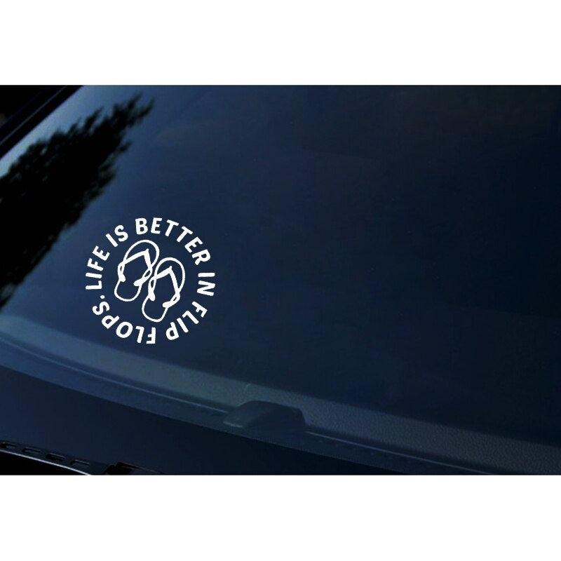 15.7CM*15.2CM Personality Life Is Better In Flip Flops Vinyl Motorcycle Car-styling Decal Car Sticker C11-1591