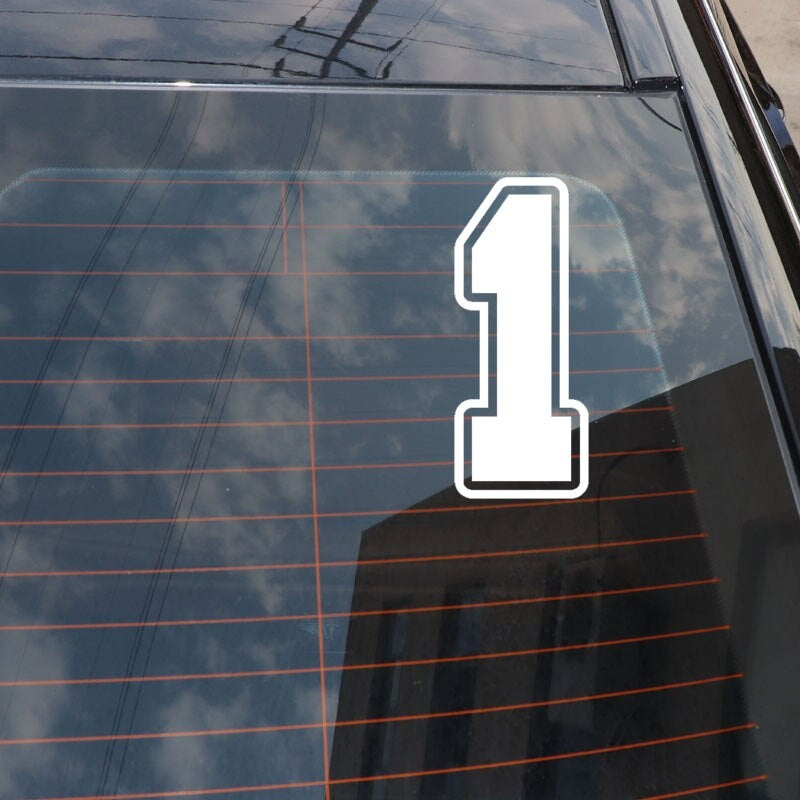 6.8CM*16CM Fun Number 1 Vinyl Car Sticker Motorcycle Decal Graphical Black/Silver C11-0760
