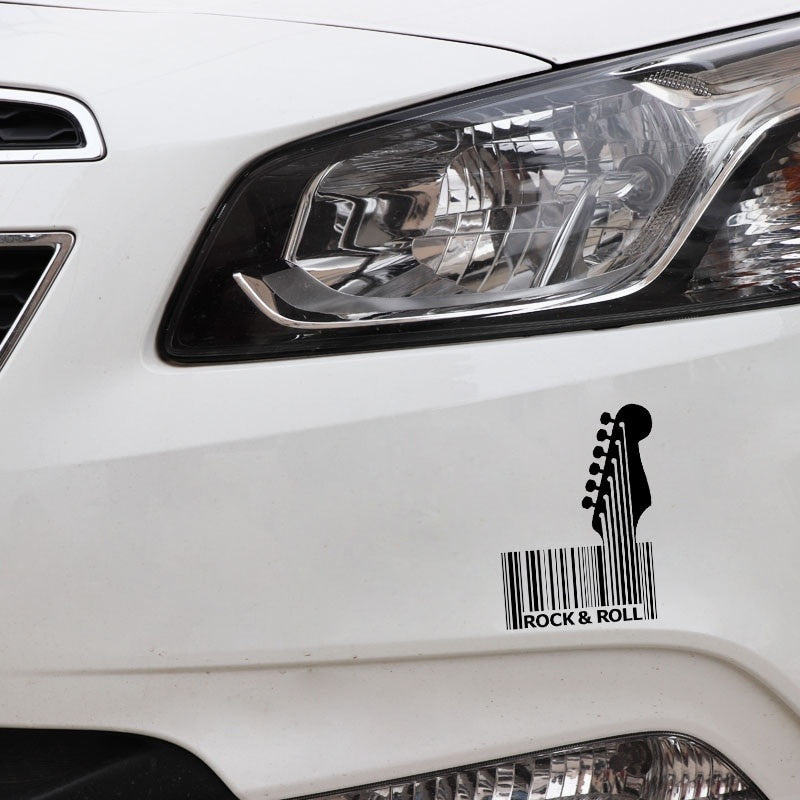 10.5CM*14.2CM Music Guitar Rock Barcode Decal Vinly Black/Silver Car Sticker C22-0565