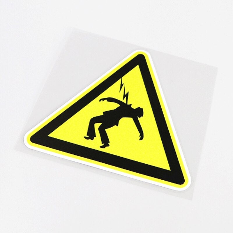 13CM*11.5CM Funny Beware Of Electric Shock Car Sticker High-quality Decal 13-0890
