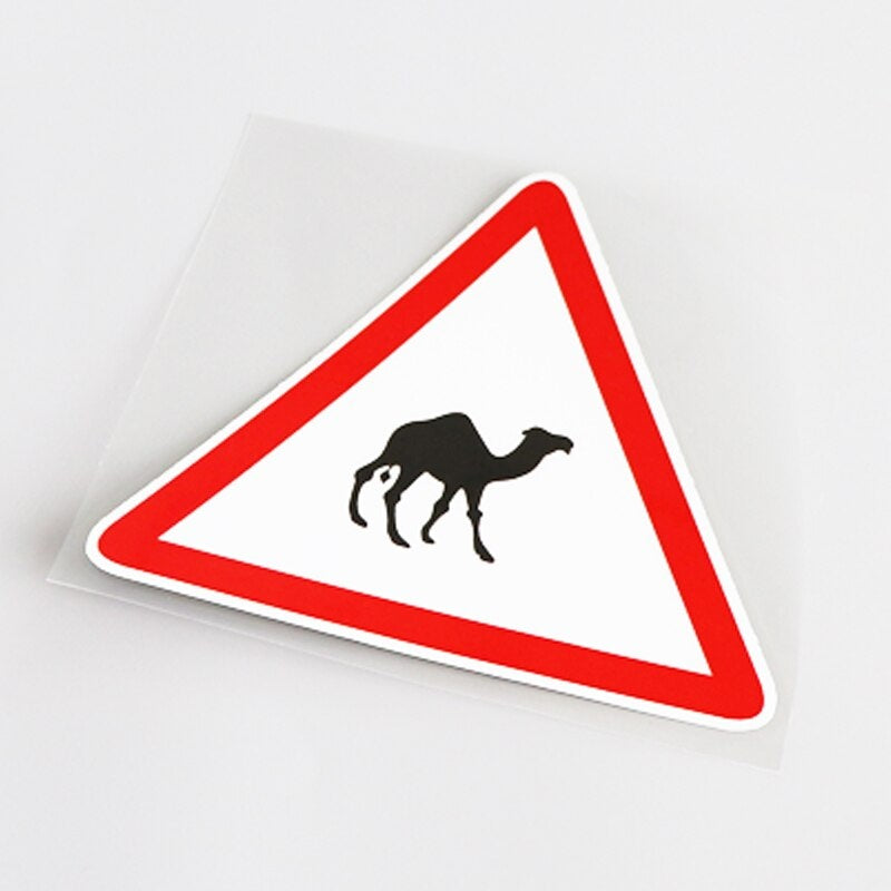 12CM*10.3CM Cartoon Animal Camel Warning Mark Car Sticker Decals 13-0776