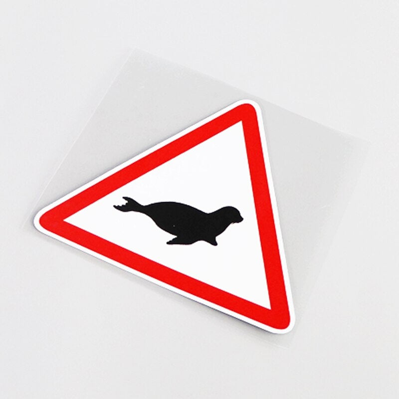 12CM*10.2CM Fashion Animal Sea Lions Warning Mark Decal Car Sticker 13-0787