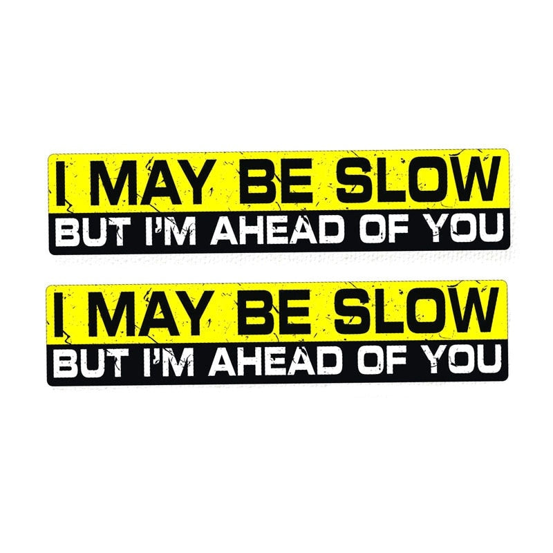 2X 15CM*3CM Funny I MAY BE SLOW BUT I'M AHEAD OF YOU Personality Decal Car Sticker 12-0121