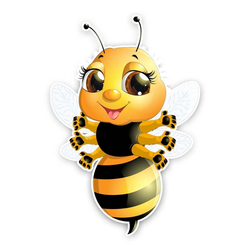 9.6CM*14.1CM A Bee With Six Hands Car Sticker Cartoon Decal 12-300628