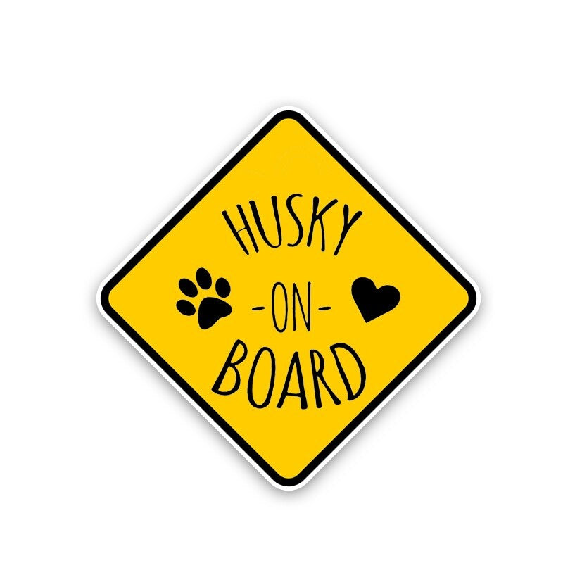 15.7CM*15.7CM HUSKY ON BOARD Car Sticker Lovely Dog Print Decal 12-40506