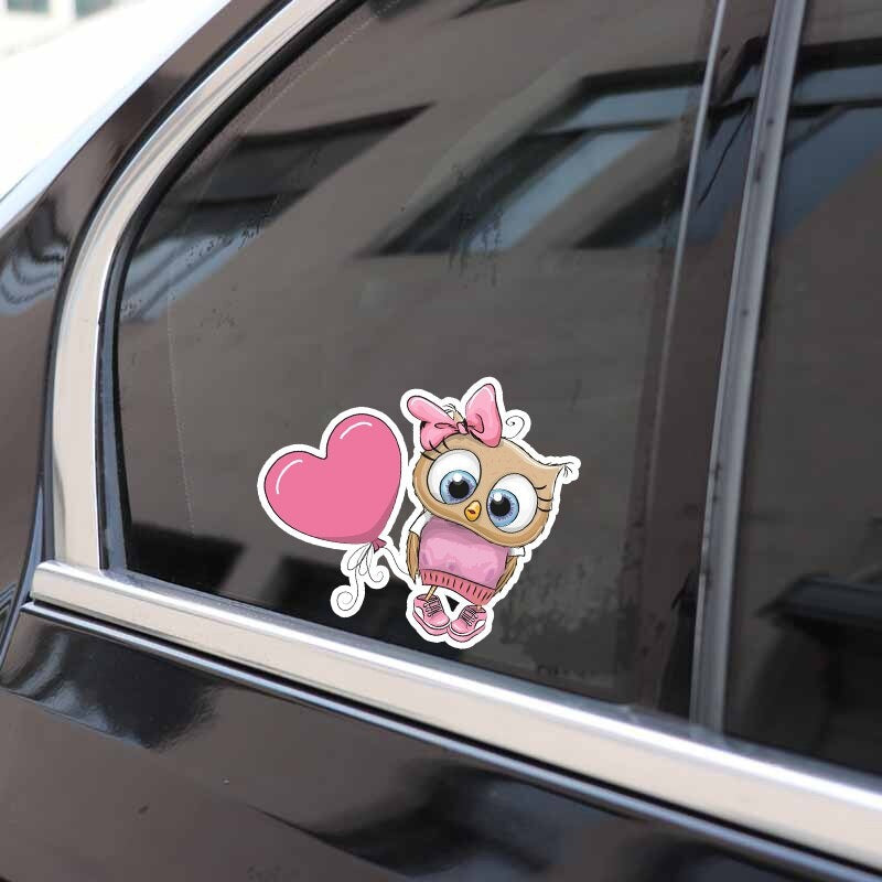 13.2CM*11.5CM Owl Girl Pulling A Balloon Window Decoration Car Sticker 11-01325