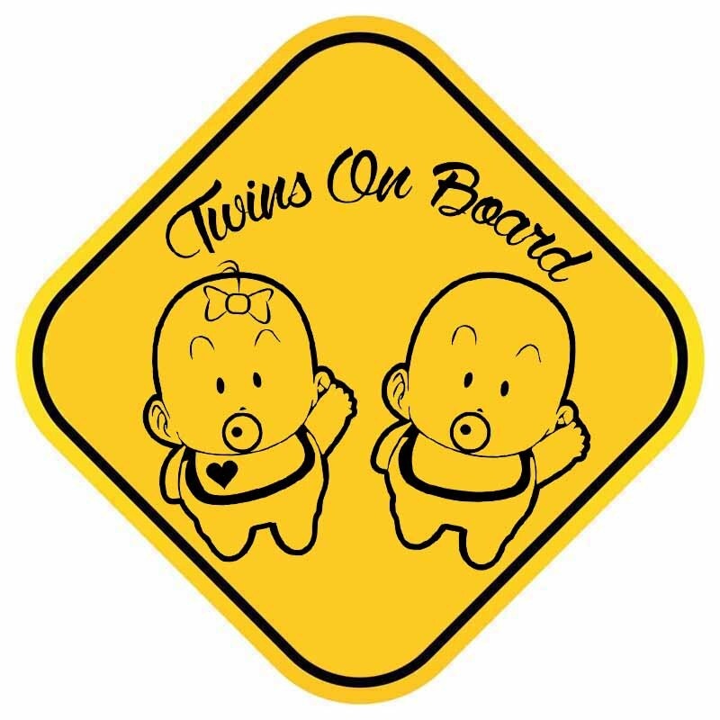 14.4CM*14.4CM Twins On Board Car Sticker Lovely Baby Decal 12-40149