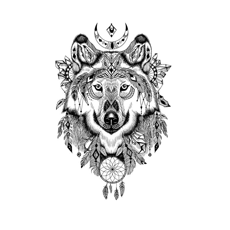11.5CM*17.7CM Fashion Tribal Wolf Totem Motorcycle Car Sticker 11-00469