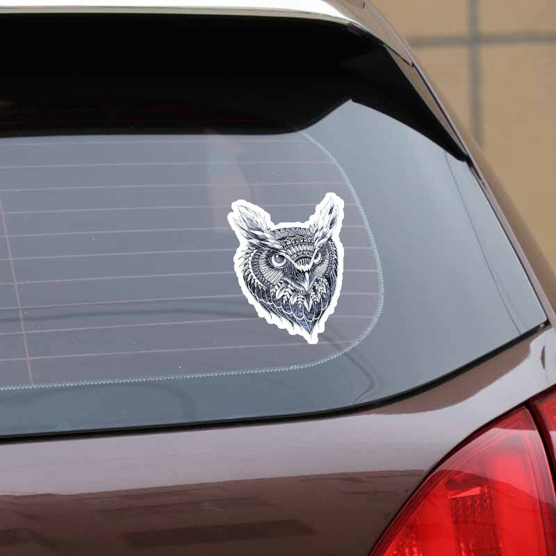 12.3CM*15.8CM Creative Blue Pattern Owl Head PVC Motorcycle Car Sticker 11-01345