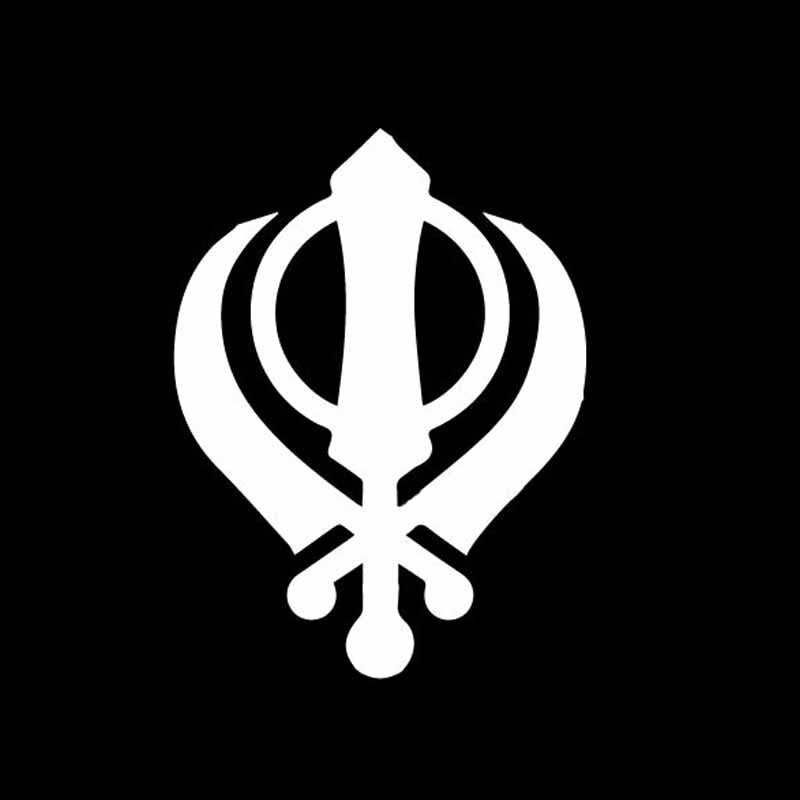 10CM*13.4CM SIKH Khanda Religious Symbol Vinyl Decal Mysterious Car Sticker Delicate Black/Silver C27-0267