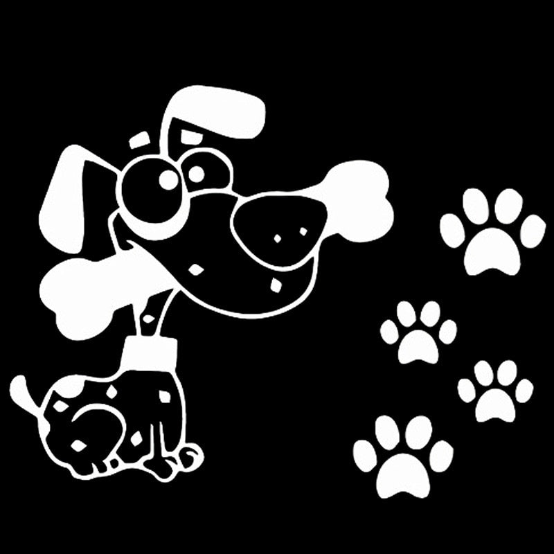 High-quality 14.5cm*11.2cm Cute Dog And Dog Paw Print Vinyl Car Sticker Decal Black/Silver S6-3833
