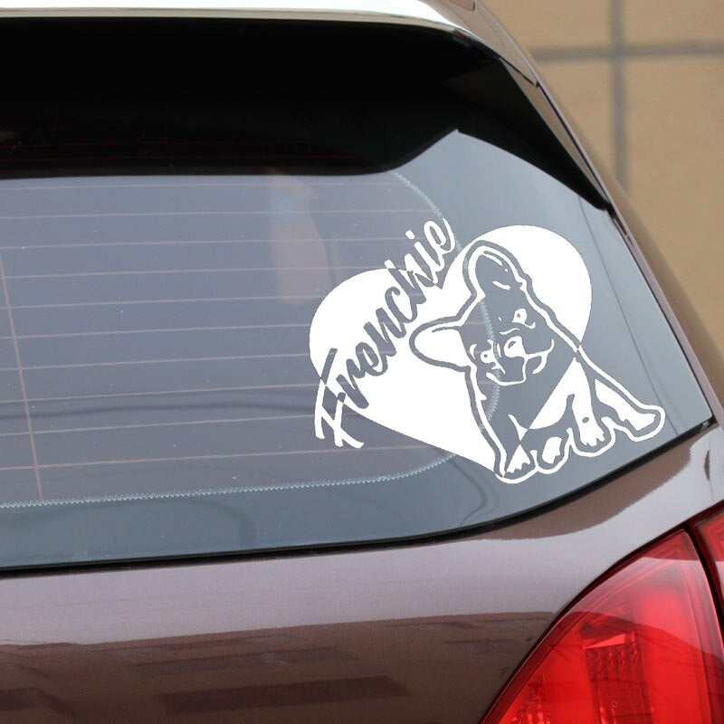 14.7X12CM Car Sticker Frenchie French Bulldog Vinyl Decal Pet Dog Black/Silver C24-1194