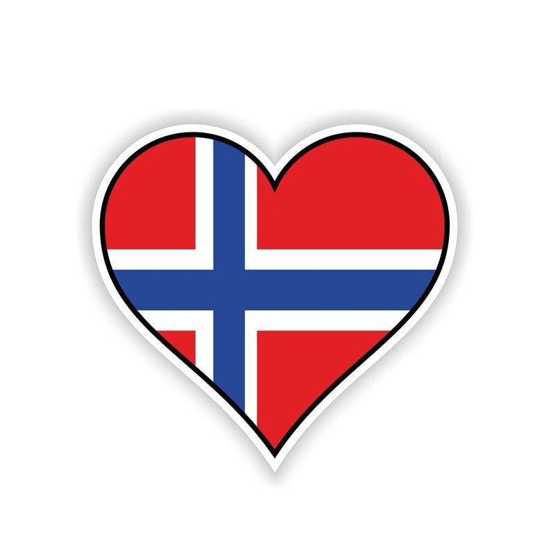 12.6CM*11.6CM Personality NORWAY HEART Flag Car Sticker Decal Helmet Accessories 6-2229